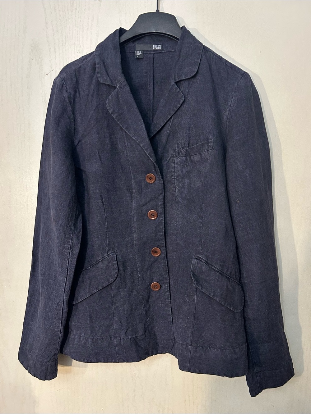Eileen Fisher Women’s Size 10 Navy 100% Linen Blazer Jacket